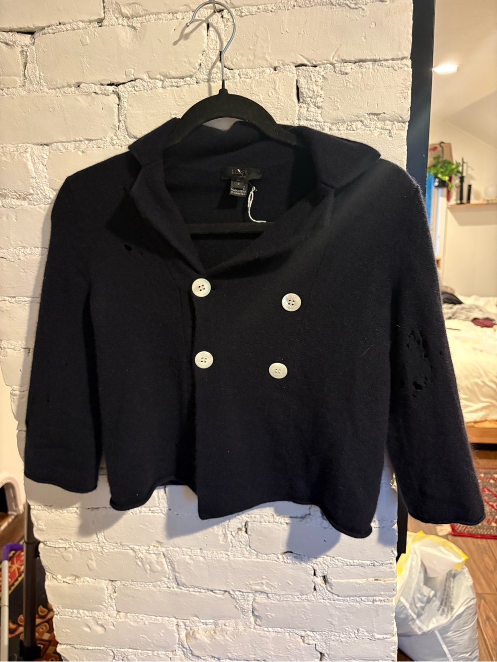 Vintage J crew Women’s Double-Breasted Navy Sweater Jacket Trendy